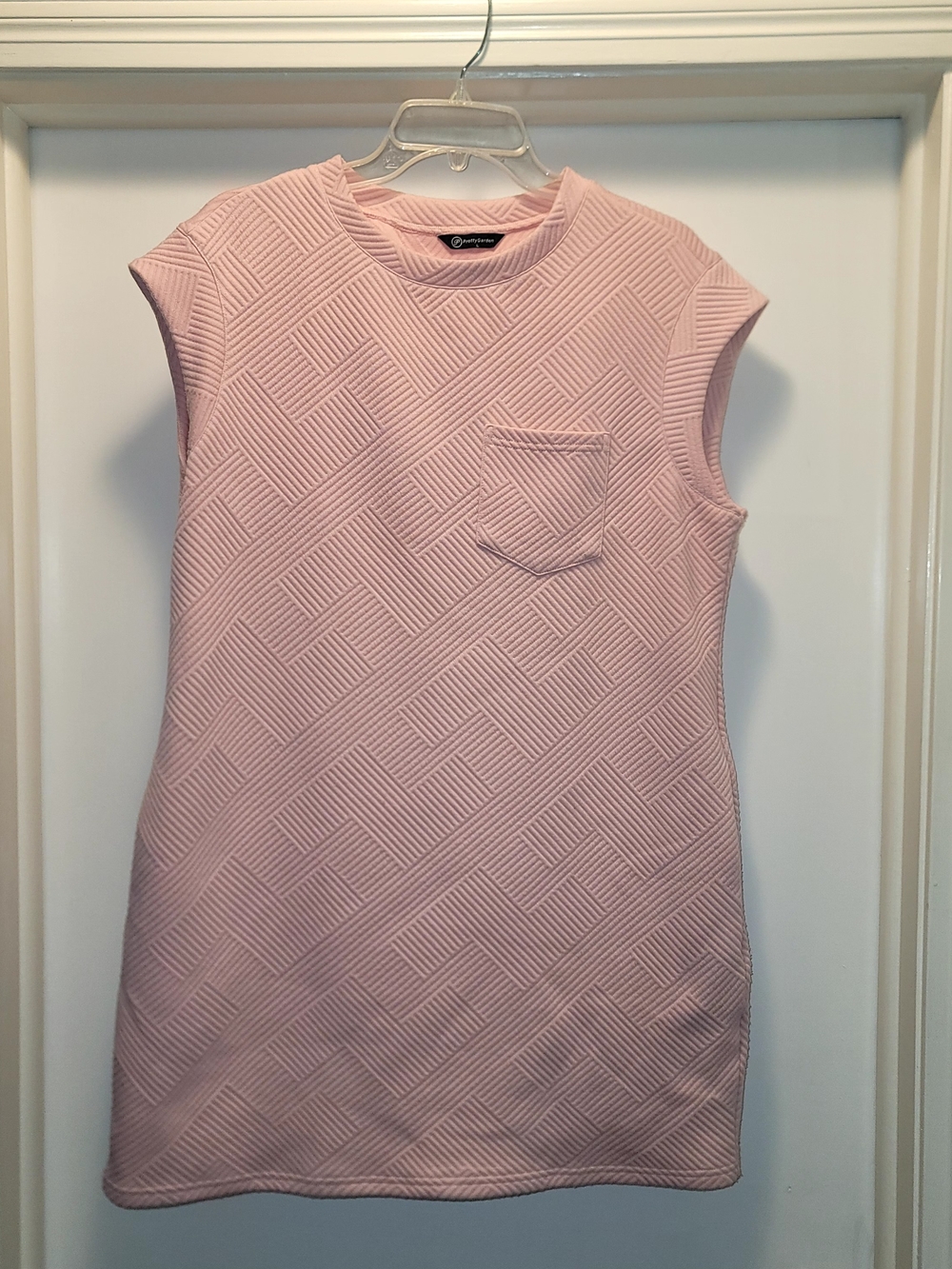 PrettyGarden light pink textured dress shift silhouette geometric quilted